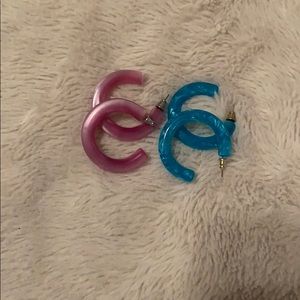 Small hoop purple/blue earrings